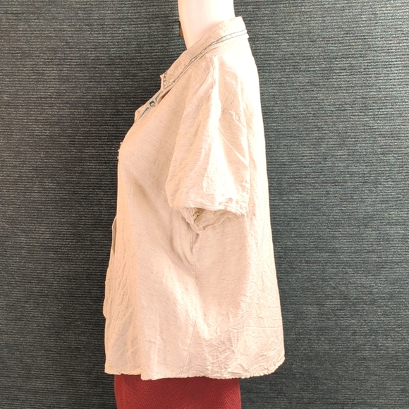 Vintage Lemon Grass Studio Embroidered Button Down Shirt. Cotton/Rayon/Linen - Picture 6 of 13